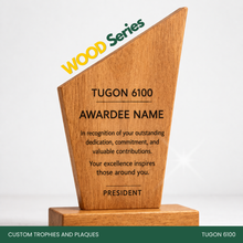 Load image into Gallery viewer, Custom trophy and plaque award made from acrylic, wood, and glass by Tugon 6100 Bacolod