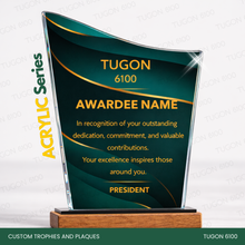 Load image into Gallery viewer, Custom trophy and plaque award made from acrylic and wood by Tugon 6100 Bacolod