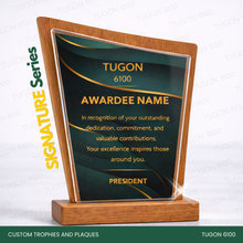 Load image into Gallery viewer, Custom trophy and plaque award made from acrylic and wood by Tugon 6100 Bacolod