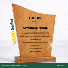 Load image into Gallery viewer, Custom trophy and plaque award made from acrylic and wood by Tugon 6100 Bacolod