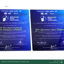 Load image into Gallery viewer, πππ π ππ€πͺπ§ πΎππ§π©ππππππ©ππ¨ π©π€ π©ππ ππππ© πππ«ππ‘! β¨
Tugon 6100 is now accepting orders of Acrylic Certificates β the modern and sophisticated way to honor achievements, recognitions, and excellence. These sleek, durable certificates add a touch of elegance and professionalism, making everyone's accomplishments stand out.
Get in touch today to customize your own! β¨