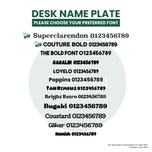 Load image into Gallery viewer, Transform Your Workspace with Unique Wooden Desk Name Plates! Check out our exclusive collection of handcrafted wooden desk name plates! Each piece is uniquely designed to add a touch of elegance and personalization to your office space. These name plates are not just a statement piece but also a reflection of your style and professionalism. Ideal for: Corporate gifts, anniversary presents, office gifts, birthday surprises, and more.
