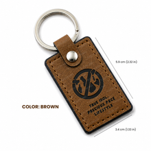 Load image into Gallery viewer, Personalized PU leather keychain in blue, brown, black, and maroon for gifts, souvenirs, and events