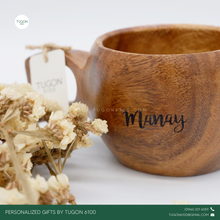 Load image into Gallery viewer, Wooden Coffee Mug
Personalized Gifts by Tugon 6100 Ideal for:
• Corporate Gifts
• Wedding Favors
• Gift for Her, Gift for Him
• Mother's Day or Father's Day Gift
• Christmas Gift