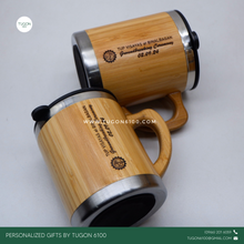 Load image into Gallery viewer, Bamboo Thermos Mug by Tugon 6100
Personalized Gifts Ideal for:
• Corporate Gifts
• Wedding Favors
• Gift for Her, Gift for Him
• Mother's Day or Father's Day Gift
• Christmas Gift