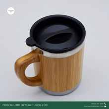 Load image into Gallery viewer, Bamboo Thermos Mug by Tugon 6100
Personalized Gifts Ideal for:
• Corporate Gifts
• Wedding Favors
• Gift for Her, Gift for Him
• Mother's Day or Father's Day Gift
• Christmas Gift