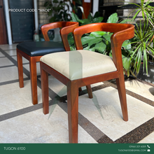 Load image into Gallery viewer, Custom wooden accent chair with upholstered seat and low-profile armrests by Tugon 6100; Wooden furniture; Furniture Shop