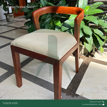 Load image into Gallery viewer, Custom wooden accent chair with upholstered seat and low-profile armrests by Tugon 6100; Wooden furniture; Furniture Shop