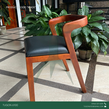 Load image into Gallery viewer, Custom wooden accent chair with upholstered seat and low-profile armrests by Tugon 6100; Wooden furniture; Furniture Shop
