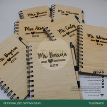 Load image into Gallery viewer, With FREE LASER ENGRAVING of your preferred name or logo on bamboo lid.  PERFECT GIFT IDEAS FOR: Wedding souvenir, Christmas Gift, Corporate Gift, Anniversary Gift, Birthday Gift, Father's Day Gift, Mother's Day Gift, personal use. Bamboo  Notebook - TUGON 6100
