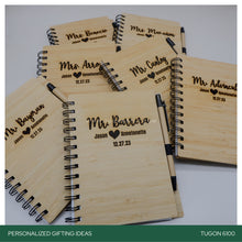 Load image into Gallery viewer, With FREE LASER ENGRAVING of your preferred name or logo on bamboo cover.  PERFECT GIFT IDEAS FOR: Wedding souvenir, Christmas Gift, Corporate Gift, Anniversary Gift, Birthday Gift, Father's Day Gift, Mother's Day Gift, personal use.