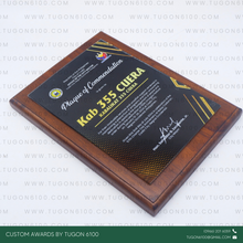 Load image into Gallery viewer, Awarding Excellence in schools, sports, corporate events, or competitions.
Recognition of Achievements in workplaces, non-profits, or community programs.
Commemorating Special Occasions such as anniversaries, retirements, or partnerships.
Corporate Branding: Enhance your brand image by gifting unique, eco-friendly wooden plaques. - Custom Awards Trophies and Plaques by Tugon 6100