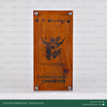 Load image into Gallery viewer, Awarding Excellence in schools, sports, corporate events, or competitions.
Recognition of Achievements in workplaces, non-profits, or community programs.
Commemorating Special Occasions such as anniversaries, retirements, or partnerships.
Corporate Branding: Enhance your brand image by gifting unique, eco-friendly wooden plaques. - Custom Awards Trophies and Plaques by Tugon 6100