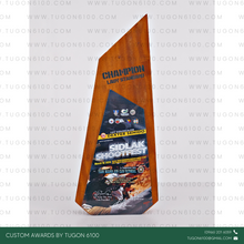 Load image into Gallery viewer, Awarding Excellence in schools, sports, corporate events, or competitions.
Recognition of Achievements in workplaces, non-profits, or community programs.
Commemorating Special Occasions such as anniversaries, retirements, or partnerships.
Corporate Branding: Enhance your brand image by gifting unique, eco-friendly wooden plaques. - Custom Awards Trophies and Plaques by Tugon 6100