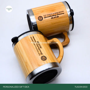 With FREE LASER ENGRAVING of your preferred name or logo on bamboo lid.  PERFECT GIFT IDEAS FOR: Wedding souvenir, Christmas Gift, Corporate Gift, Anniversary Gift, Birthday Gift, Father's Day Gift, Mother's Day Gift, personal use. Bamboo Thermos Mug. - TUGON 6100