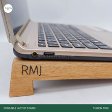 Load image into Gallery viewer, Enhance Your Workspace with Tugon 6100's Wooden Laptop Stand Are you searching for the perfect corporate gift or wedding souvenir that combines functionality and elegance? Look no further than our Wooden Laptop Stand. This beautifully crafted stand is not just an accessory; it's an essential tool for anyone who spends significant time in front of a screen.