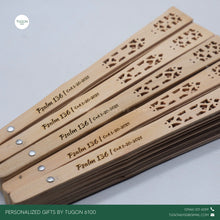 Load image into Gallery viewer, Product Code: "Flavia"
This Bamboo Chinese Folding Fan is light weight and portable. So easy to use and very convenient to carry.
With FREE LASER ENGRAVING of your preferred name or logo.
PERFECT GIFT IDEAS FOR: Wedding souvenir, Christmas Gift, Corporate Gift, Anniversary Gift, Birthday Gift, Father's Day Gift, Mother's Day Gift, personal use.
ALL OUR ITEMS ARE UNIQUE! As a disclaimer, no piece of wood is exactly the same. There may be slight variations in the color of the wood.