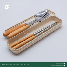 Load image into Gallery viewer, Spoon, Fork and Chopstick Set with Case - "Sofia"