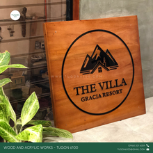 Load image into Gallery viewer, Square Wooden Signage with Acrylic Details