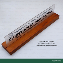Load image into Gallery viewer, “Personalized wooden desk name plate for office desk”
“Custom desk name plate with engraved name and title”
“Office desk name sign made from premium wood”
“Modern desk name plate for professional workspace”