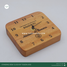 Load image into Gallery viewer, Personalized Wooden Desk Clock -PERFECT GIFT IDEAS FOR: Wedding souvenir, Christmas Gift, Corporate Gift, Anniversary Gift, Birthday Gift, Father's Day Gift, Mother's Day Gift, personal use. TUGON 6100