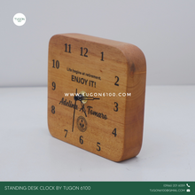 Load image into Gallery viewer, Personalized Wooden Desk Clock -PERFECT GIFT IDEAS FOR: Wedding souvenir, Christmas Gift, Corporate Gift, Anniversary Gift, Birthday Gift, Father's Day Gift, Mother's Day Gift, personal use. TUGON 6100