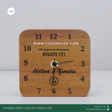 Load image into Gallery viewer, Personalized Wooden Desk Clock -PERFECT GIFT IDEAS FOR: Wedding souvenir, Christmas Gift, Corporate Gift, Anniversary Gift, Birthday Gift, Father's Day Gift, Mother's Day Gift, personal use. TUGON 6100
