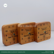 Load image into Gallery viewer, Personalized Wooden Desk Clock -PERFECT GIFT IDEAS FOR: Wedding souvenir, Christmas Gift, Corporate Gift, Anniversary Gift, Birthday Gift, Father's Day Gift, Mother's Day Gift, personal use. TUGON 6100