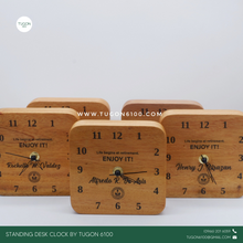 Load image into Gallery viewer, Personalized Wooden Desk Clock -PERFECT GIFT IDEAS FOR: Wedding souvenir, Christmas Gift, Corporate Gift, Anniversary Gift, Birthday Gift, Father's Day Gift, Mother's Day Gift, personal use. TUGON 6100