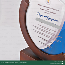 Load image into Gallery viewer, Custom wooden award plaques for events in Bacolod City – corporate, school, and government recognition