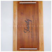 Load image into Gallery viewer, Tugon 6100, personalized wooden tray, housewarming gift, wedding gift, souvenirs, woodworks, wooden rectangular tray