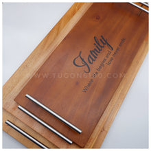 Load image into Gallery viewer, Tugon 6100, personalized wooden tray, housewarming gift, wedding gift, souvenirs, woodworks, wooden rectangular tray