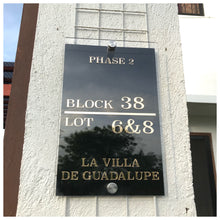Load image into Gallery viewer, Low price, affordable, high quality, elegant house address plate by Tugon 6100. Perfect for house warming gift.