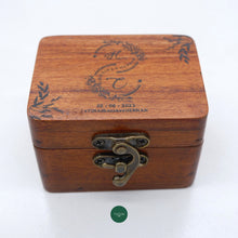 Load image into Gallery viewer, Introducing a personalized wedding ring box that offers a classic, timeless aesthetic and rustic appeal. Crafted from quality wood, this exclusive gift provides a tasteful experience to mark special moments and enshrine a treasured sentiment. Rustic Wooden Ring Box - absolutely perfect for you and soon to be partner for your rustic themed wedding. - TUGON 6100