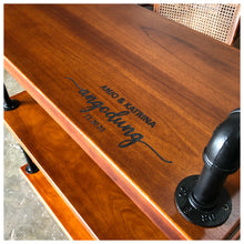 Load image into Gallery viewer, Tugon 6100. Industrial Wooden Shelves with personalized name. Made of Mahogany Wood. Elegant and classy.