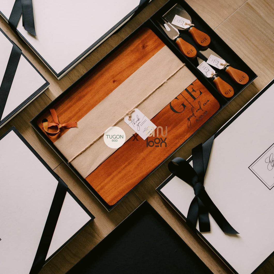 Charcuterie Board with 4 Cheese Knives Set