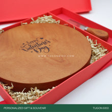 Load image into Gallery viewer, &quot;Cheese Chums Pair&quot; – the perfect duo for delightful moments! This personalized wooden gift set includes a charming cheese board and stylish cutlery. Ideal for corporate events, weddings, Valentine&#39;s Day, anniversaries, birthdays, or any special occasion. Elevate your gatherings and create lasting memories with this thoughtful set. It&#39;s a tasteful choice for personalized event tokens. Say cheese and share the joy! TUGON 6100 NEGROS OCCIDENTAL
