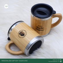 Load image into Gallery viewer, Bamboo Thermos Mug by Tugon 6100

Personalized Gifts Ideal for:
• Corporate Gifts
• Wedding Favors
• Gift for Her, Gift for Him
• Mother&#39;s Day or Father&#39;s Day Gift
• Christmas Gift
