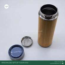 Load image into Gallery viewer, Bamboo Thermos Mug by Tugon 6100

Personalized Gifts Ideal for:
• Corporate Gifts
• Wedding Favors
• Gift for Her, Gift for Him
• Mother&#39;s Day or Father&#39;s Day Gift
• Christmas Gift
