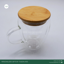 Load image into Gallery viewer, Glass cup with bamboo lid by Tugon 6100

Personalized Gifts Ideal for:
• Corporate Gifts
• Wedding Favors
• Gift for Her, Gift for Him
• Mother&#39;s Day or Father&#39;s Day Gift
• Christmas Gift
