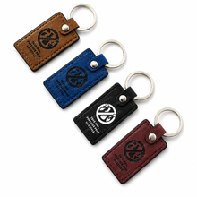 Load image into Gallery viewer, Personalized PU leather keychain in blue, brown, black, and maroon for gifts, souvenirs, and events
