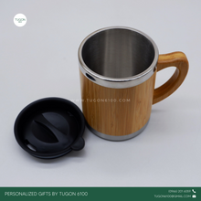 Load image into Gallery viewer, Bamboo Thermos Mug by Tugon 6100

Personalized Gifts Ideal for:
• Corporate Gifts
• Wedding Favors
• Gift for Her, Gift for Him
• Mother&#39;s Day or Father&#39;s Day Gift
• Christmas Gift
