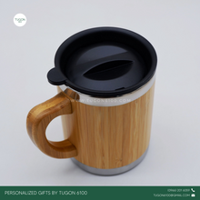 Load image into Gallery viewer, Bamboo Thermos Mug by Tugon 6100

Personalized Gifts Ideal for:
• Corporate Gifts
• Wedding Favors
• Gift for Her, Gift for Him
• Mother&#39;s Day or Father&#39;s Day Gift
• Christmas Gift
