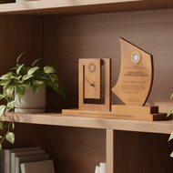 Standing Desk Clock with Plaque Set - 