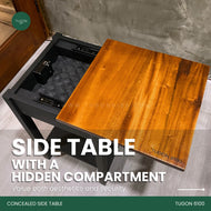 The Concealed Side Table is a beautifully designed furniture that blends the elegance of mahogany wood with a hidden compartment, valuing both aesthetics and security in their home or office. And to make this gift even more special, you can engrave your name or business logo. A Father's Day Gift Idea! - TUGON 6100, gift for husband, gift for brother, retirement gift, gift for boss