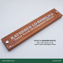 Load image into Gallery viewer, Transform Your Workspace with Unique Wooden Desk Name Plates!  Check out our exclusive collection of handcrafted wooden desk name plates! Each piece is uniquely designed to add a touch of elegance and personalization to your office space. These name plates are not just a statement piece but also a reflection of your style and professionalism.&nbsp;  Ideal for: Corporate gifts, anniversary presents, office gifts, birthday surprises, and more.
