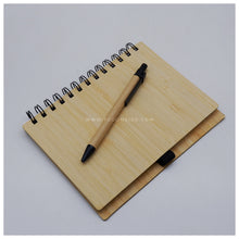 Load image into Gallery viewer, With FREE LASER ENGRAVING of your preferred name or logo on bamboo cover.  PERFECT GIFT IDEAS FOR: Wedding souvenir, Christmas Gift, Corporate Gift, Anniversary Gift, Birthday Gift, Father&#39;s Day Gift, Mother&#39;s Day Gift, personal use. Bamboo notebook. Tugon 6100
