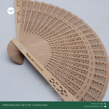 Load image into Gallery viewer, Product Code: &quot;Flavia&quot;

This Bamboo Chinese Folding Fan is light weight and&nbsp;portable. So easy to use and very convenient to carry.


With FREE LASER ENGRAVING of your preferred name or logo.

PERFECT GIFT IDEAS FOR: Wedding souvenir, Christmas Gift, Corporate Gift, Anniversary Gift, Birthday Gift, Father&#39;s Day Gift, Mother&#39;s Day Gift, personal use.

ALL OUR&nbsp;ITEMS ARE UNIQUE!&nbsp;As a disclaimer, no piece of wood is exactly the same. There may be slight variations in the color of the wood.
