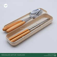 Load image into Gallery viewer, Spoon, Fork and Chopstick Set with Case - &quot;Sofia&quot;
