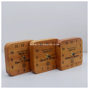 Personalized Wooden Desk Clock. Ideal for: Corporate Gifts, Retirement Gift, Wedding Favors, Souvenirs, Birthday Gift, Christmas Gift, Anniversary Gift, Mother's Day Gift, Father's Day Gift, Congratulatory Gift. TUGON 6100.